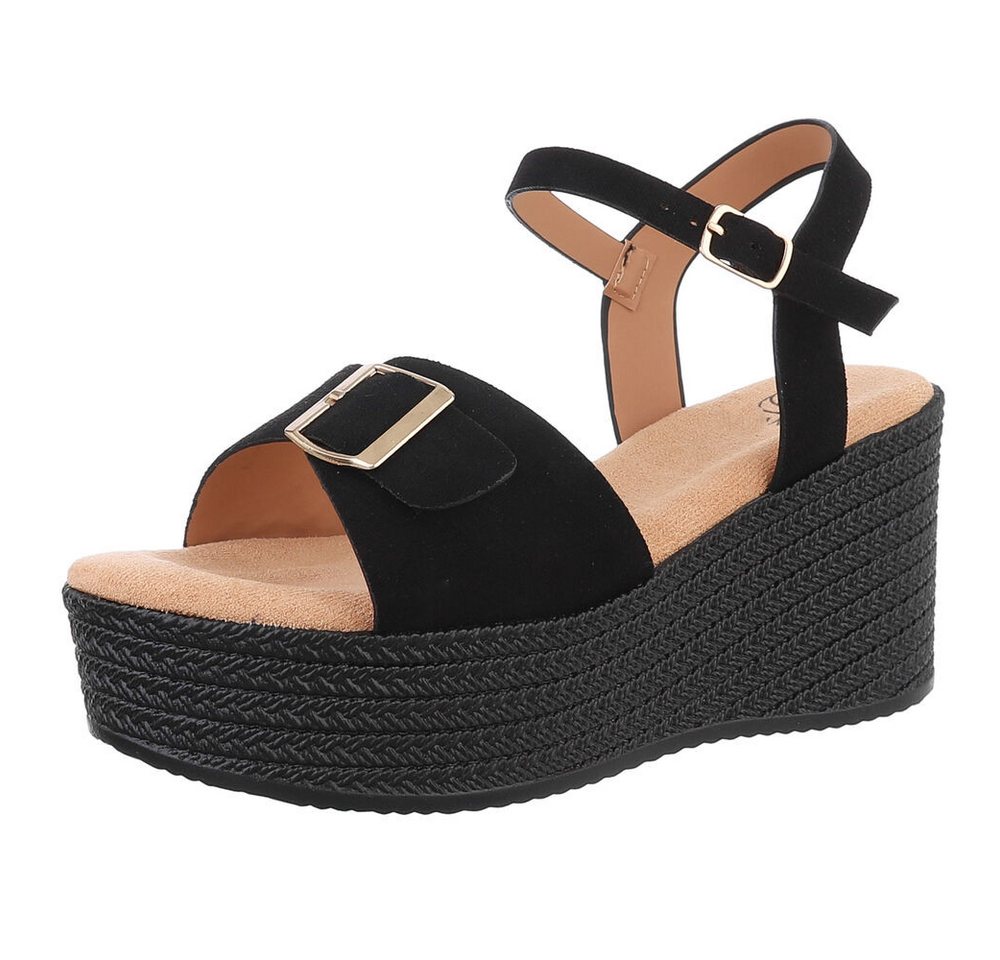 Ital-Design Elegante Plateau-Sandalen für jeden Anlass Plateausandaletten (89092163) Keilabsatz/Wedge Keilsandaletten in Schwarz