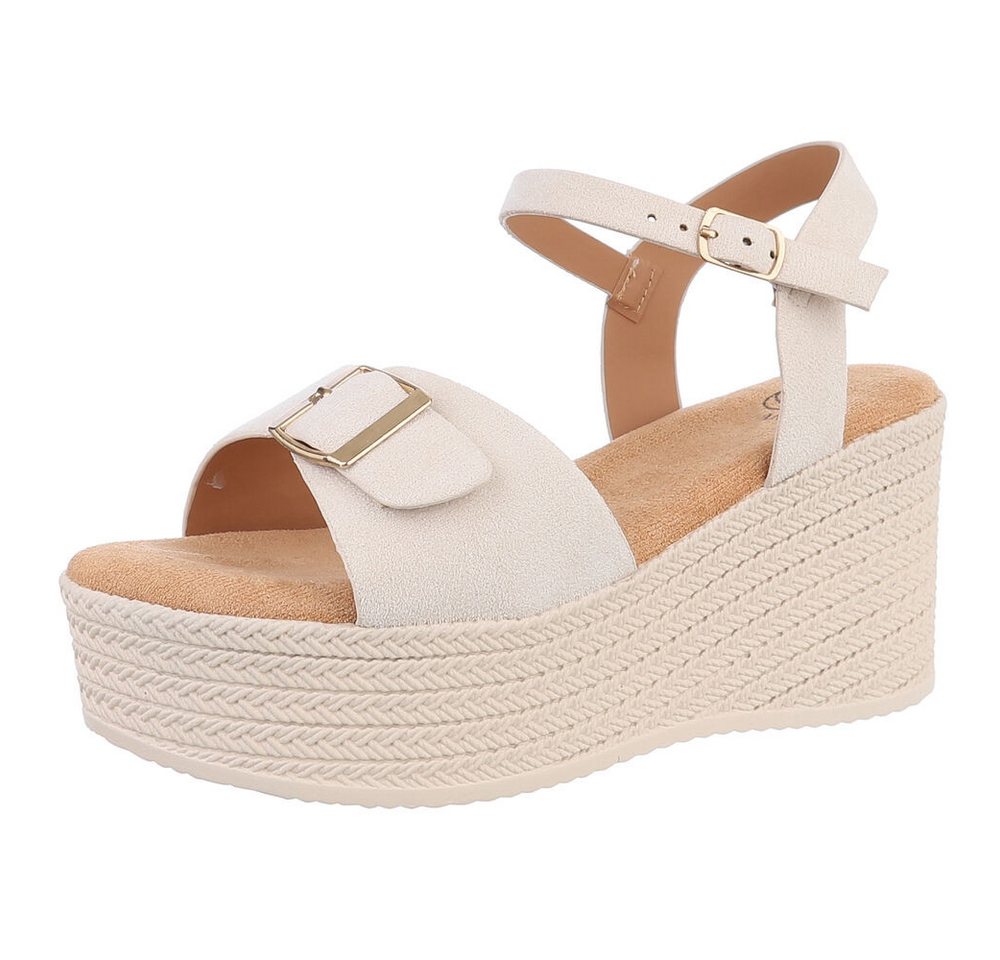 Ital-Design Elegante Plateau-Sandalen für jeden Anlass Plateausandaletten (89092170) Keilabsatz/Wedge Keilsandaletten in Beige