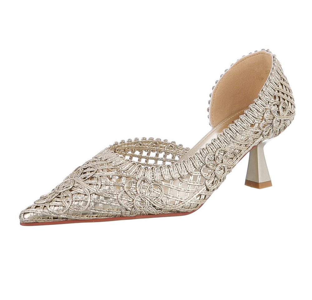Ital-Design Elegante Pumps mit geflochtenem Design für Damen Pumps (89542379) Pfennig-/Stilettoabsatz Pumps in Gold