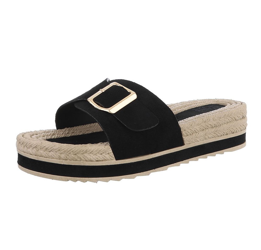 Ital-Design Elegante Sandalen für Alltag und Freizeit Plateausandaletten (89092113) Keilabsatz/Wedge Keilsandaletten in Schwarz