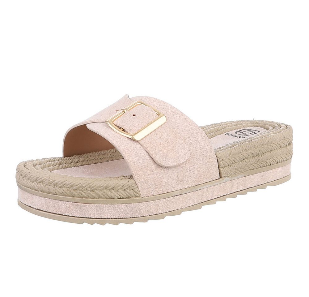Ital-Design Elegante Sandalen für Alltag und Freizeit Plateausandaletten (89092120) Keilabsatz/Wedge Keilsandaletten in Beige