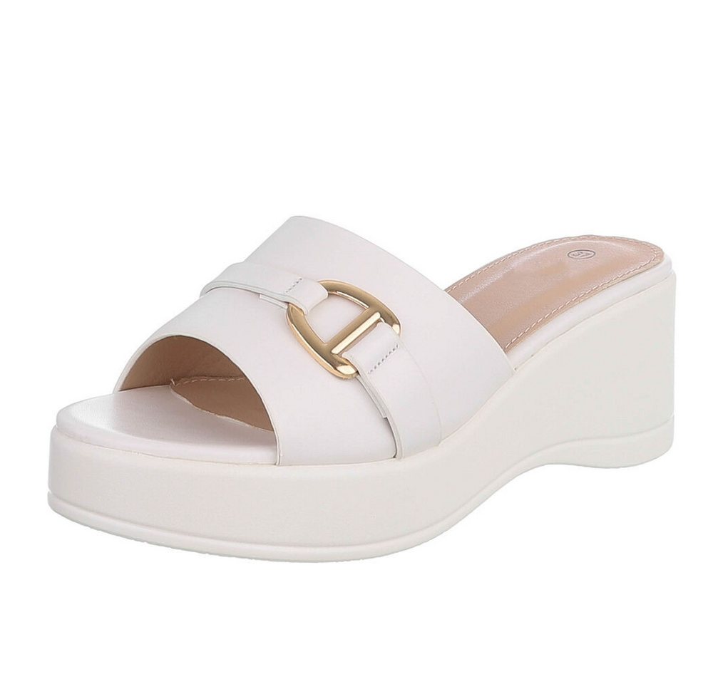 Ital-Design Elegante Sandalen mit Absatz und Schnalle für Damen Plateausandaletten (91409338) Keilabsatz/Wedge Keilsandaletten in Weiß