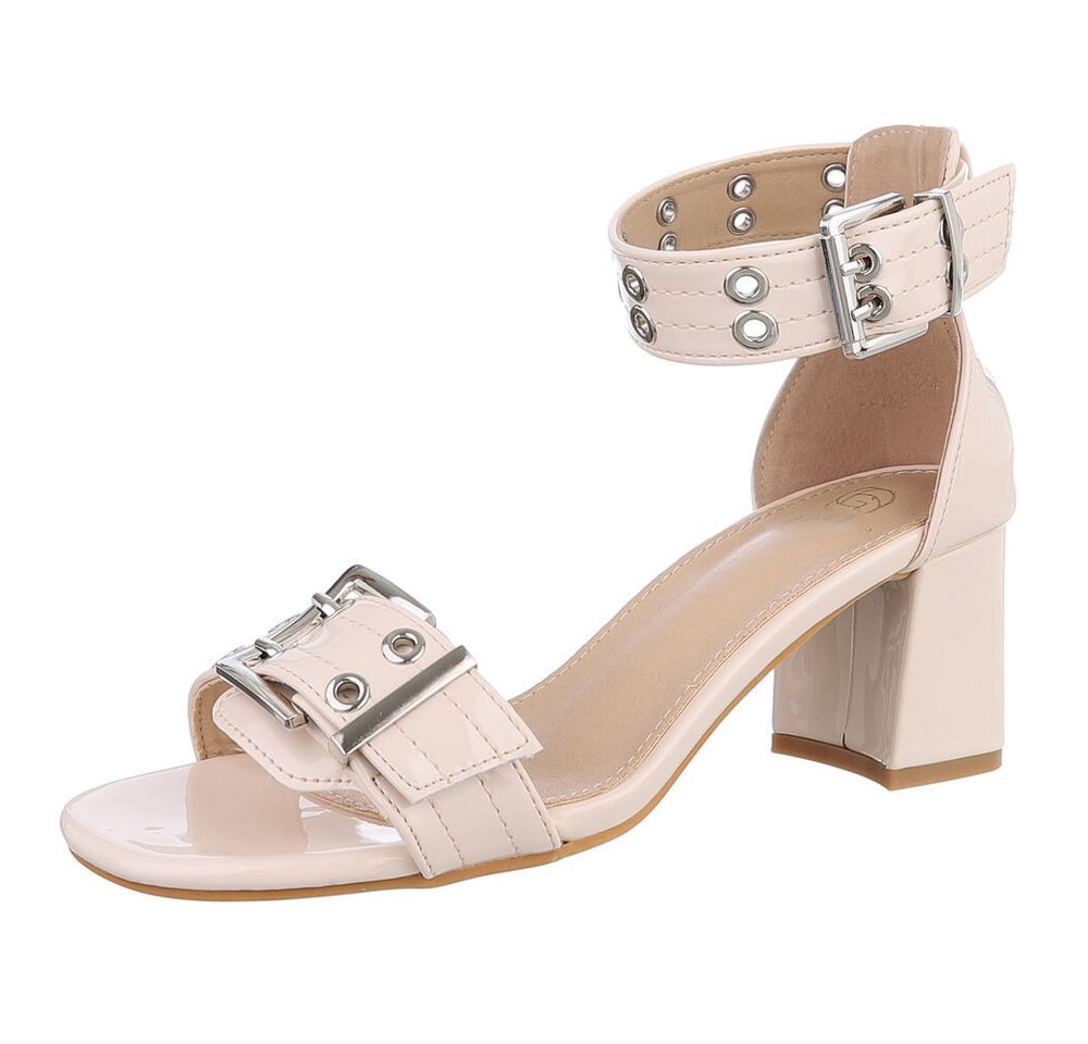 Ital-Design Elegante Sandalen mit Blockabsatz, vielseitig und komfortabel Sandalette (89092372) Blockabsatz Sandalen & Sandaletten in Beige
