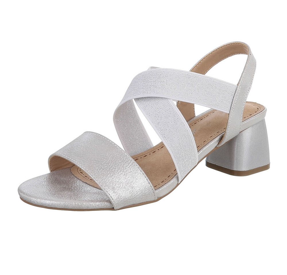 Ital-Design Elegante Sandalen mit Crossband und Blockabsatz für Damen Sandalette (91117356) Blockabsatz Sandalen & Sandaletten in Silber