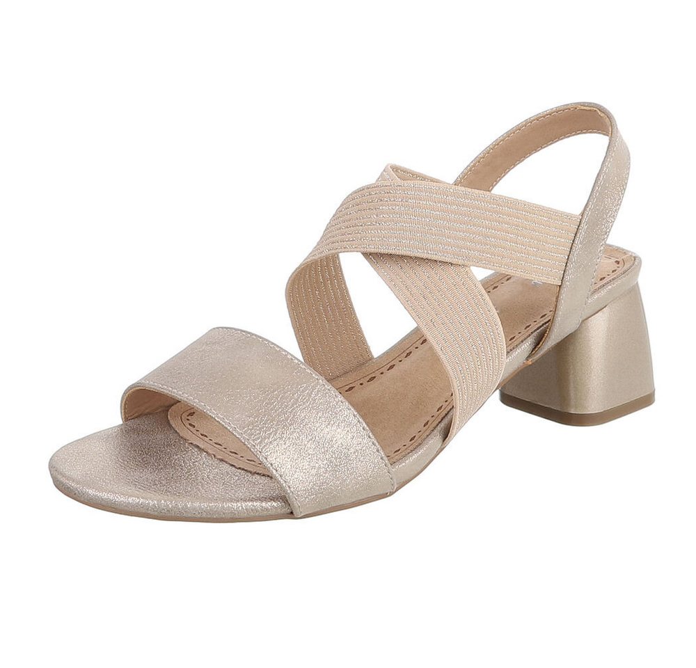 Ital-Design Elegante Sandalen mit Crossband und Blockabsatz für Damen Sandalette (91117363) Blockabsatz Sandalen & Sandaletten in Gold