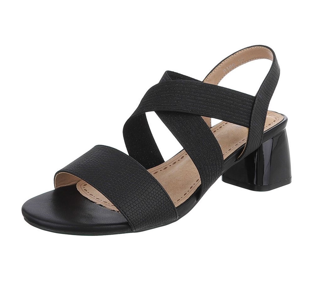 Ital-Design Elegante Sandalen mit Crossband und Blockabsatz für Damen Sandalette (91117370) Blockabsatz Sandalen & Sandaletten in Schwarz