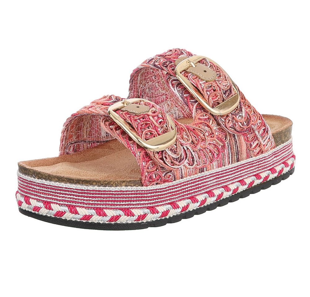 Ital-Design Elegante Sandalen mit Komfort und stilvollen Riemen Plateausandaletten (91512137) Flach Pantoletten in Pink