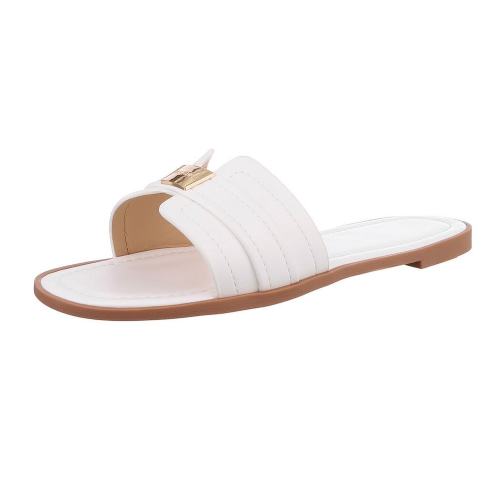 Ital-Design Elegante Sandaletten für entspannte Tage Pantolette (89322939) Blockabsatz Pantoletten in Weiß