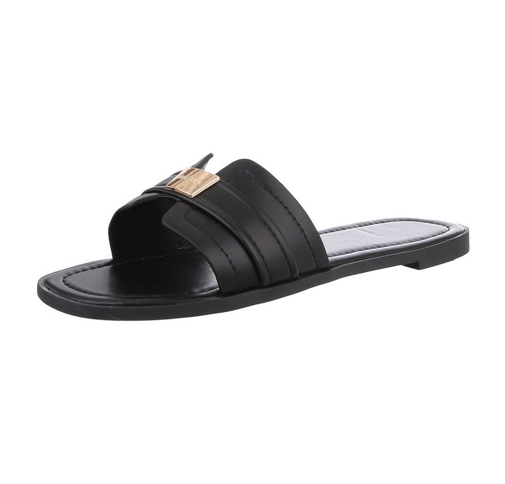 Ital-Design Elegante Sandaletten für entspannte Tage Pantolette (89322976) Blockabsatz Pantoletten in Schwarz