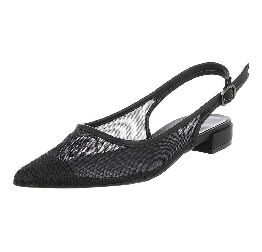 Ital-Design Elegante Sling-Pumps mit atmungsaktivem Obermaterial und Blockabsatz Schnürpumps (91512359) Blockabsatz Schnür- & Riemchenpumps in Schwarz