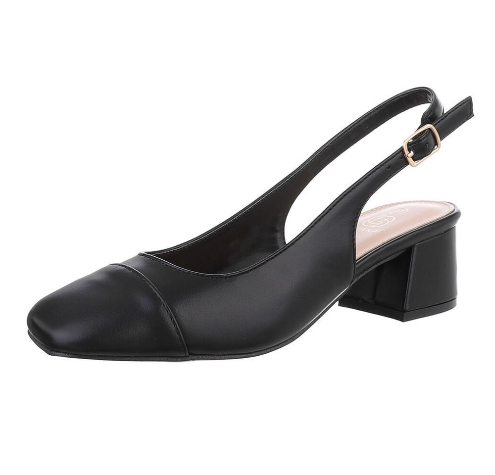 Ital-Design Elegante Slingbacks für jeden Anlass – Komfort & Stil Schnürpumps (89092239) Blockabsatz Pumps in Schwarz