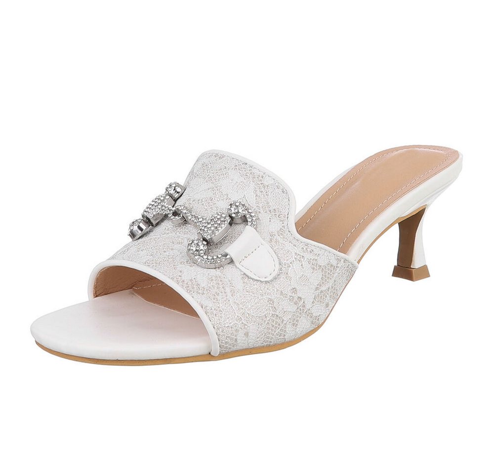 Ital-Design Elegante Slingbacks mit Applikationen für Damen Pantolette (89930044) Pfennig-/Stilettoabsatz Sandalen & Sandaletten in Weiß