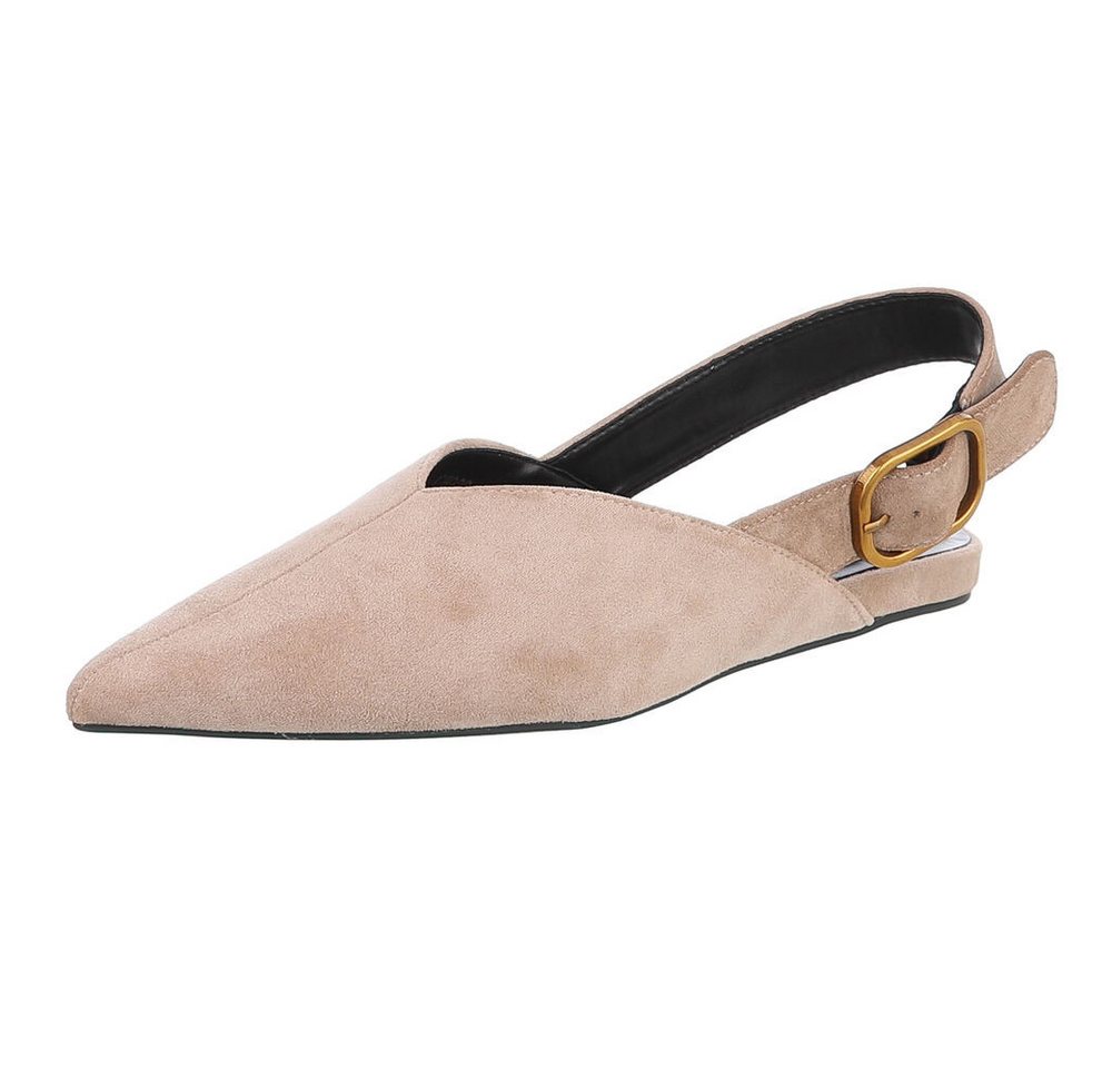 Ital-Design Elegante Slingbacks mit geschlossener Zehenpartie und Schnalle Schnürpumps (91117137) Flach Schnür- & Riemchenpumps in Hellbraun