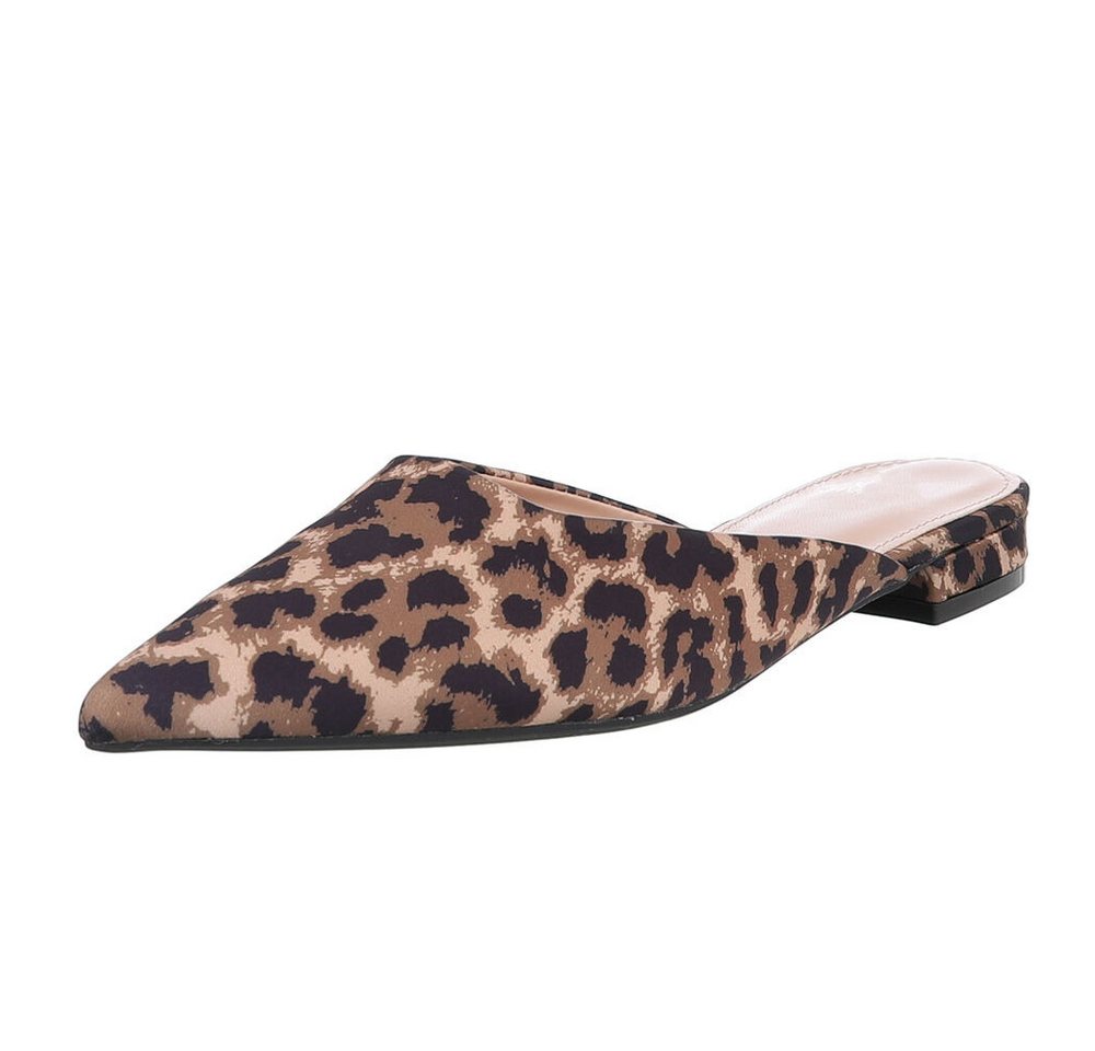 Ital-Design Elegante Slipper aus Wildlederimitat für Damen Pantolette (89372387) Blockabsatz Pantoletten in Braun