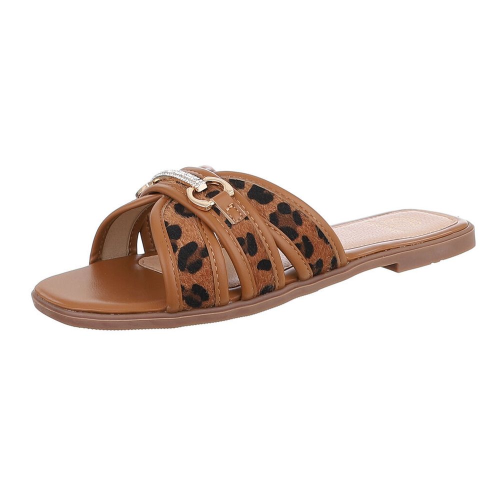 Ital-Design Elegante Slipper für Damen – Komfortabel & Stilvoll Pantolette (89542725) Blockabsatz Pantoletten in Braun
