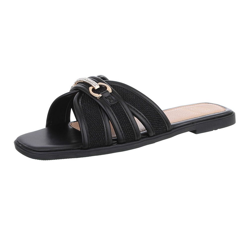 Ital-Design Elegante Slipper für Damen – Komfortabel & Stilvoll Pantolette (89542734) Blockabsatz Pantoletten in Schwarz