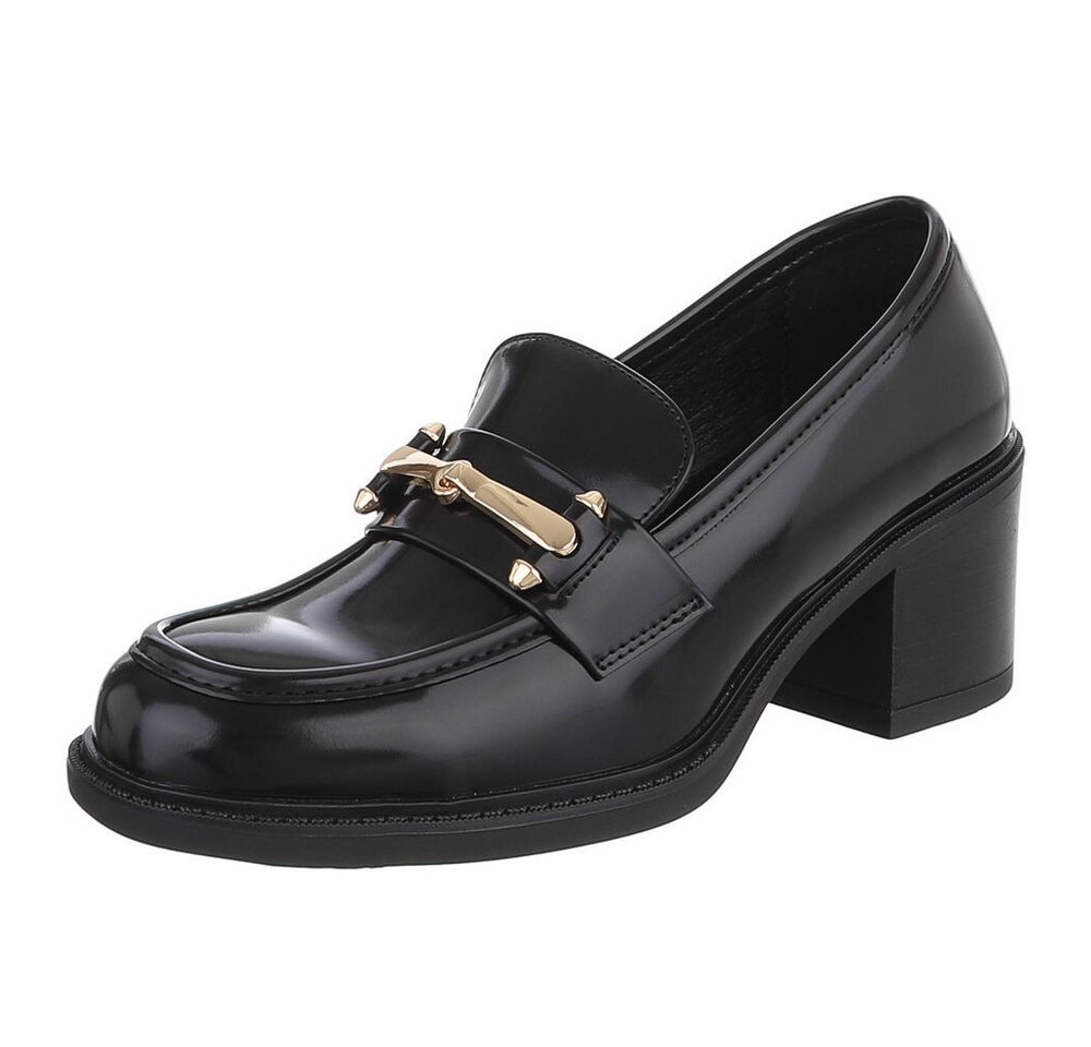 Ital-Design Elegante Slipper für Damen mit modischen Details und Absatz Pumps (91409558) Blockabsatz Pumps in Schwarz