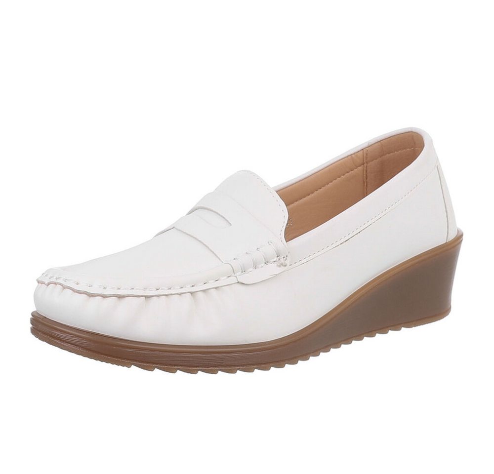 Ital-Design Elegante Slipper für Komfort und Stil Slipper (89091993) Keilabsatz/Wedge Mokassins in Weiß
