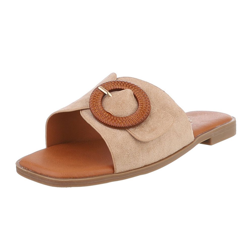 Ital-Design Elegante Sommer-Sandalen – Komfort für jeden Anlass Pantolette (89372354) Blockabsatz Pantoletten in Hellbraun