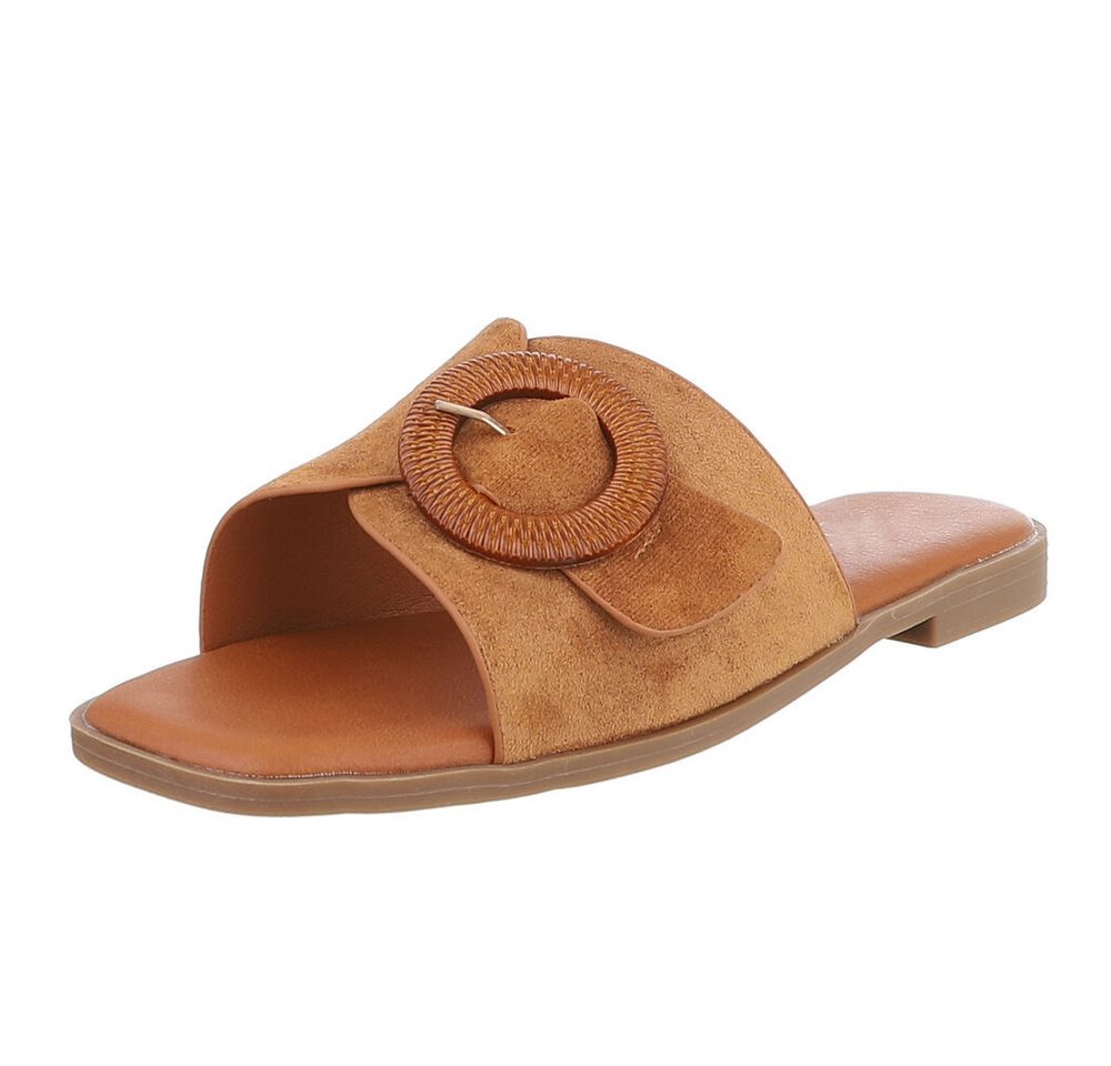 Ital-Design Elegante Sommer-Sandalen – Komfort für jeden Anlass Pantolette (89372362) Blockabsatz Pantoletten in Camel