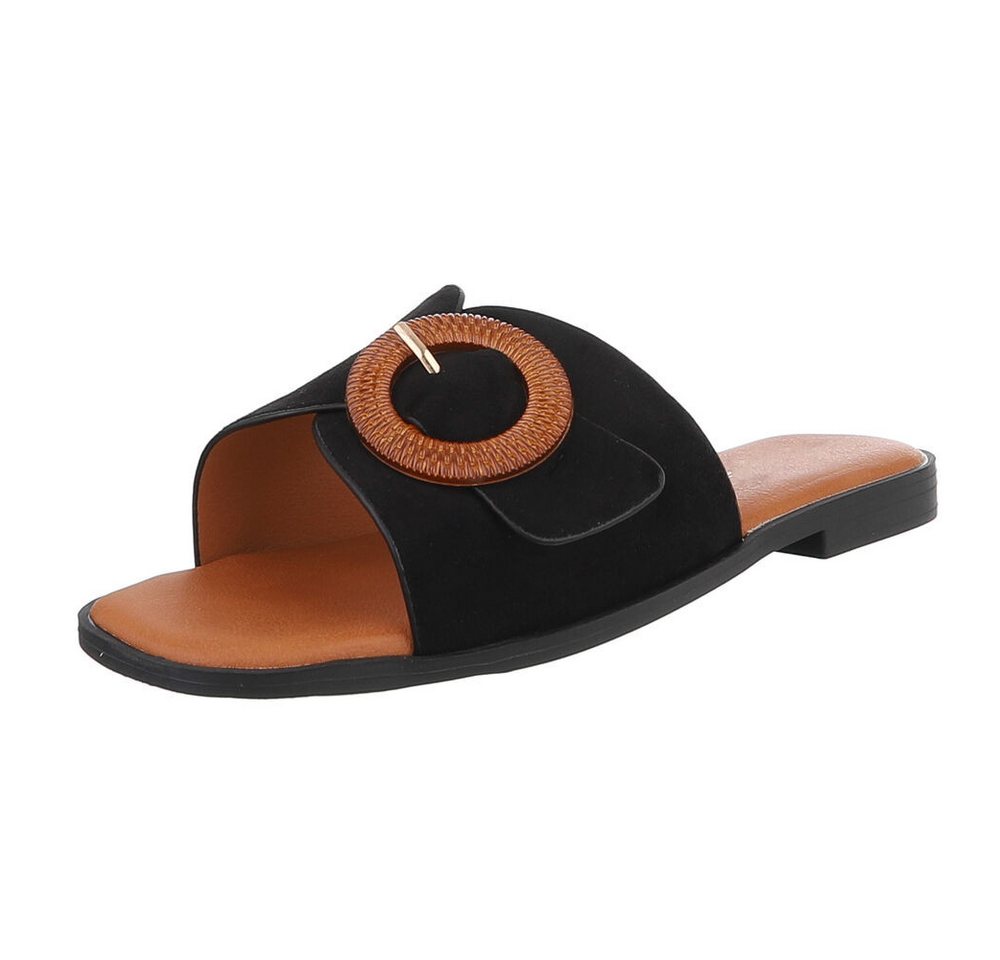 Ital-Design Elegante Sommer-Sandalen – Komfort für jeden Anlass Pantolette (89372375) Blockabsatz Pantoletten in Schwarz