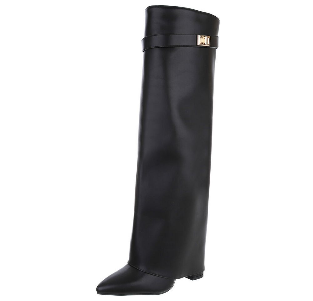 Ital-Design Elegante Stiefel für Damen – Hochwertig und Bequem High-Heel-Stiefel (90109731) Blockabsatz Stiefel in Schwarz