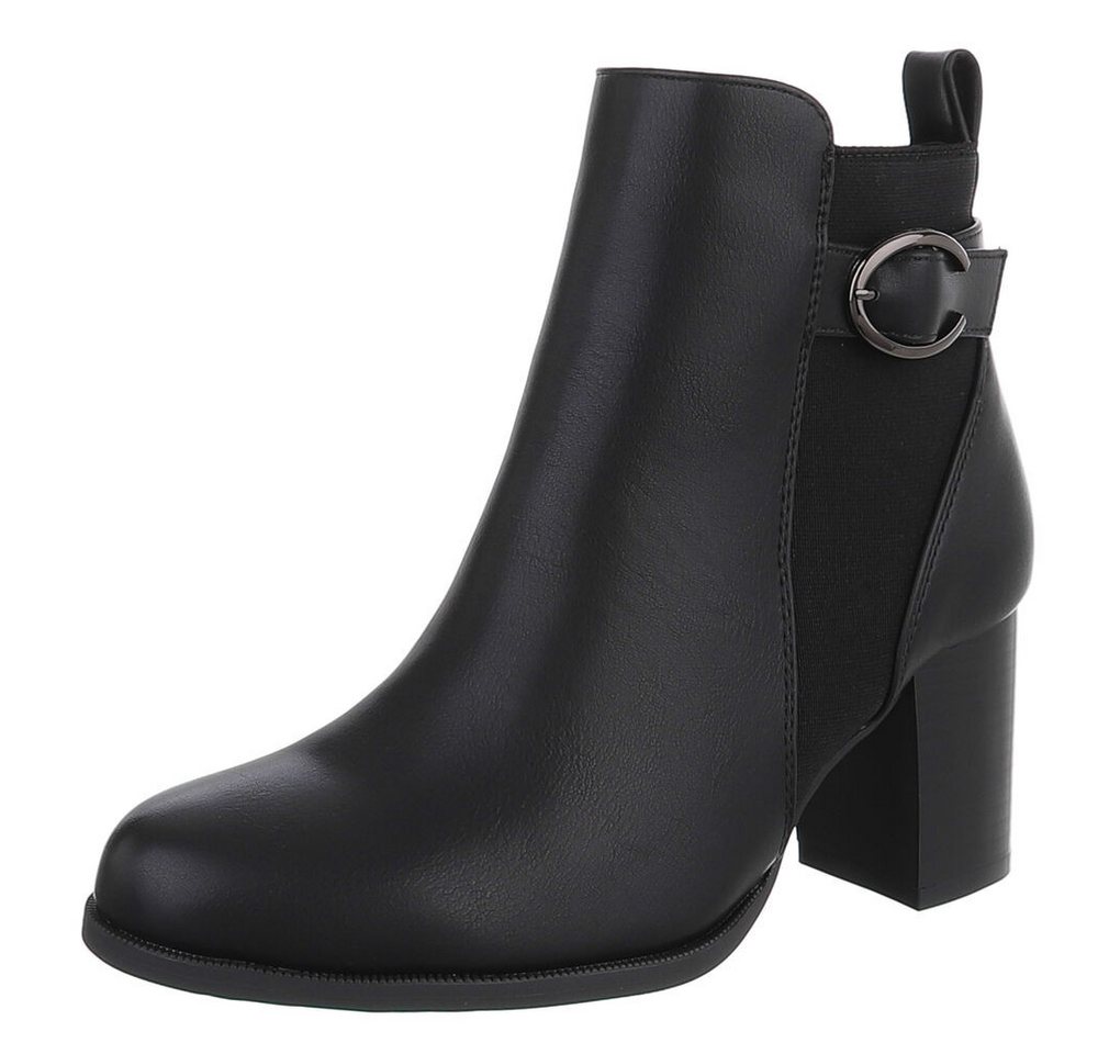Ital-Design Elegante Stiefel mit Blockabsatz für Alltag und Freizeit Chelseaboots (90726940) Blockabsatz Stiefeletten in Schwarz