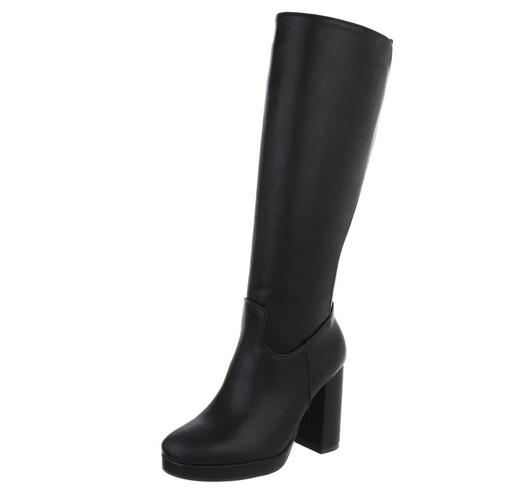 Ital-Design Elegante Stiefel mit Blockabsatz für Damen, vielseitig und modern High-Heel-Stiefel (90927514) Blockabsatz Stiefel in Schwarz