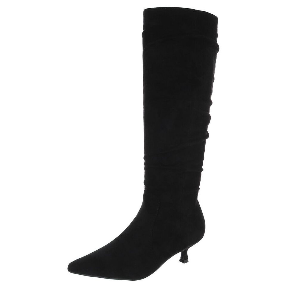 Ital-Design Elegante Stiefel mit Raffung für Damen im Alltag Stiefel (90515047) Pfennig-/Stilettoabsatz Stiefel in Schwarz