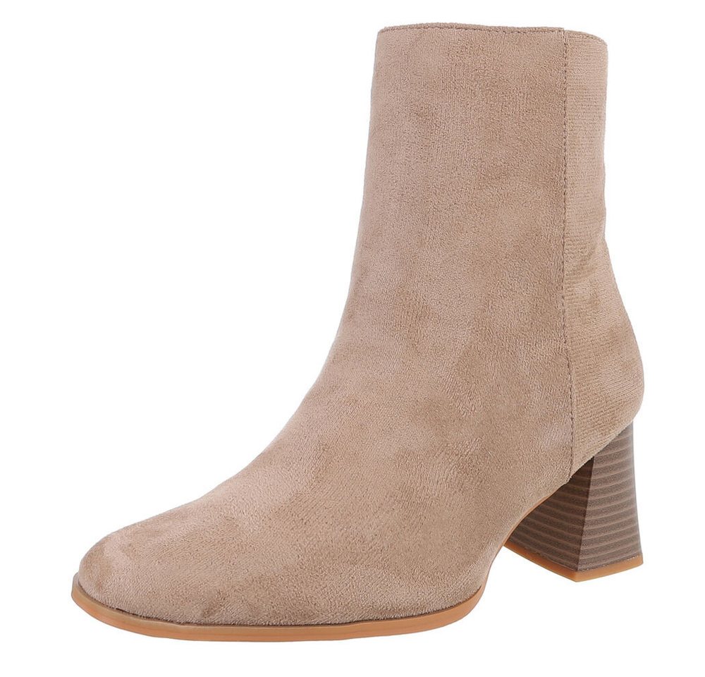 Ital-Design Elegante Stiefelette mit Blockabsatz für Damen Stiefelette (90109643) Blockabsatz Stiefeletten in Hellbraun