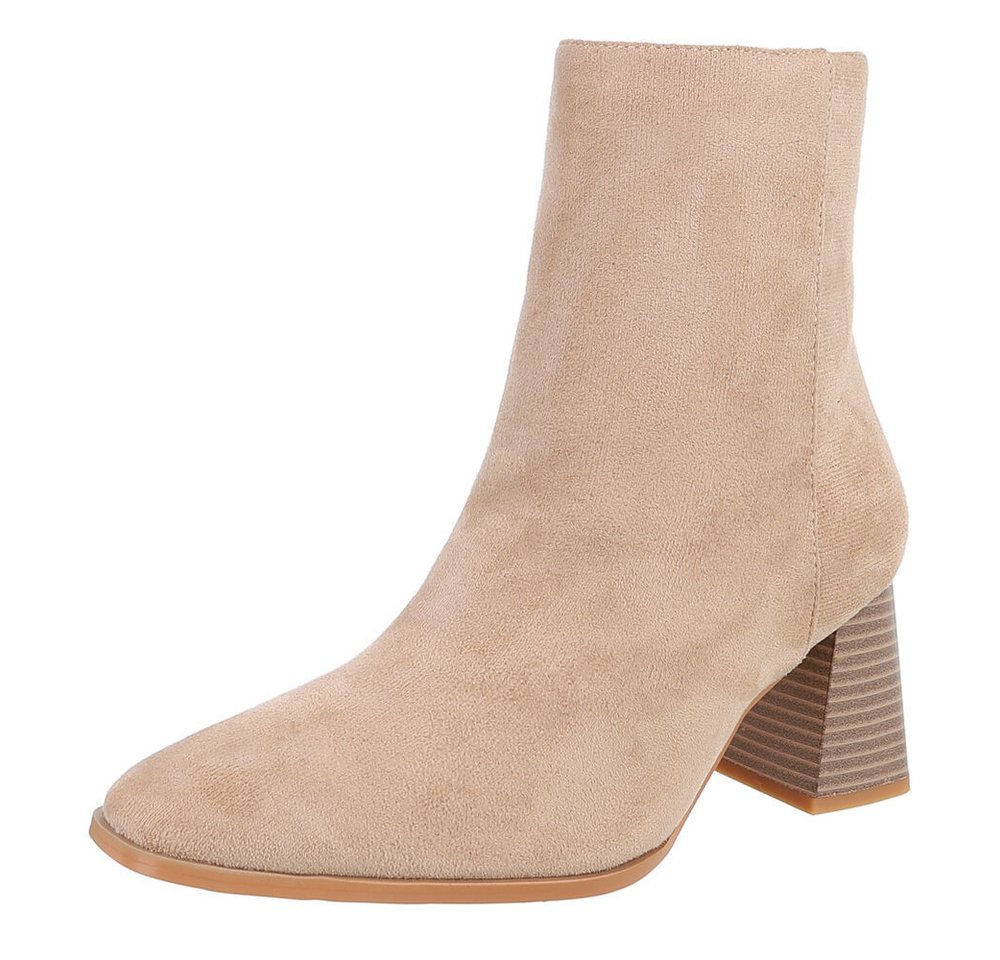 Ital-Design Elegante Stiefelette mit Blockabsatz für Damen Stiefelette (90109660) Blockabsatz Stiefeletten in Beige