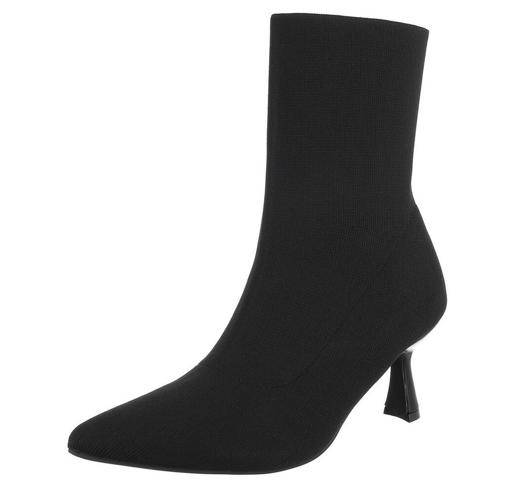 Ital-Design Elegante Stiefelette mit elastischem Obermaterial und Absatz Stiefelette (90560554) Pfennig-/Stilettoabsatz Stiefeletten in Schwarz