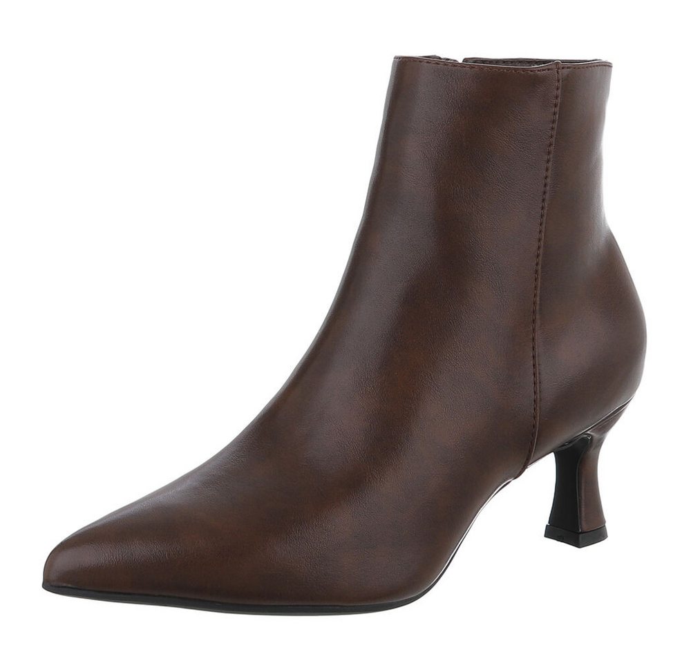 Ital-Design Elegante Stiefelette mit elastischem Obermaterial und Absatz Stiefelette (90560573) Pfennig-/Stilettoabsatz Stiefeletten in Braun