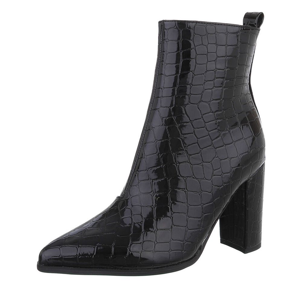 Ital-Design Elegante Stiefeletten mit Blockabsatz für Damen High-Heel-Stiefelette (89852911) Blockabsatz Stiefeletten in Schwarz