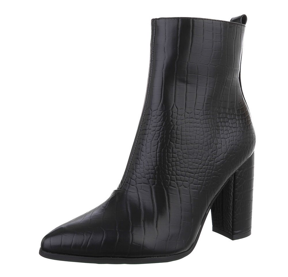 Ital-Design Elegante Stiefeletten mit Blockabsatz für Damen High-Heel-Stiefelette (89852924) Blockabsatz Stiefeletten in Schwarz