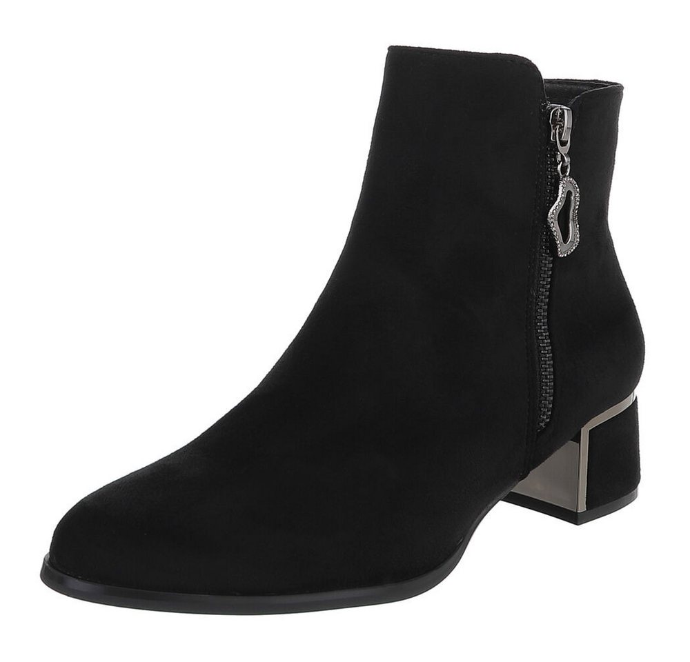 Ital-Design Elegante Stiefeletten mit Reißverschluss und Blockabsatz Stiefelette (90851832) Blockabsatz Stiefeletten in Schwarz