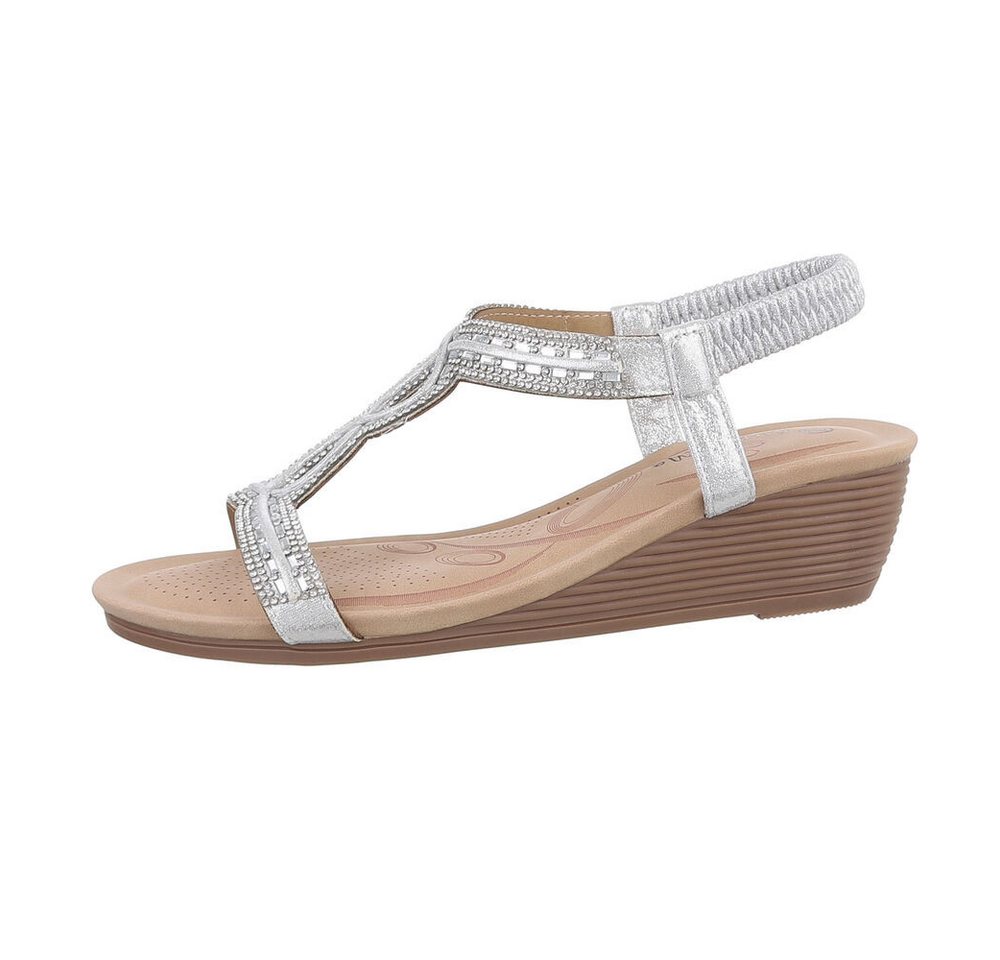 Ital-Design Elegante Wedge-Sandalen mit Komfort- und Stilelementen Keilsandalette (86016647) Keilabsatz/Wedge Keilsandaletten in Silber