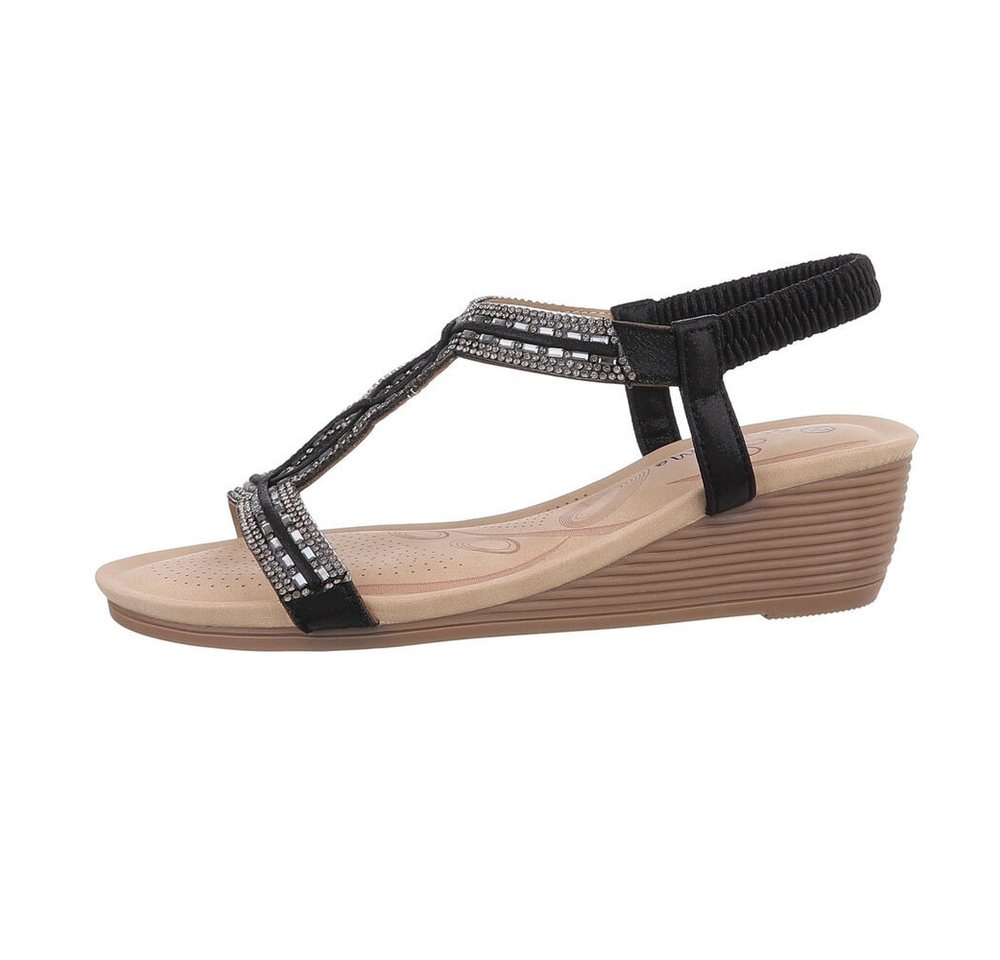 Ital-Design Elegante Wedge-Sandalen mit Komfort- und Stilelementen Keilsandalette (86016650) Keilabsatz/Wedge Keilsandaletten in Schwarz