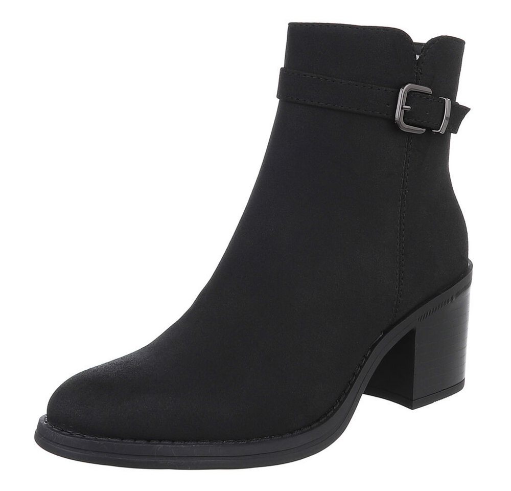 Ital-Design Eleganter Ankle Boot mit Schnalle für Alltag und Freizeit Stiefelette (90482800) Blockabsatz Stiefeletten in Schwarz