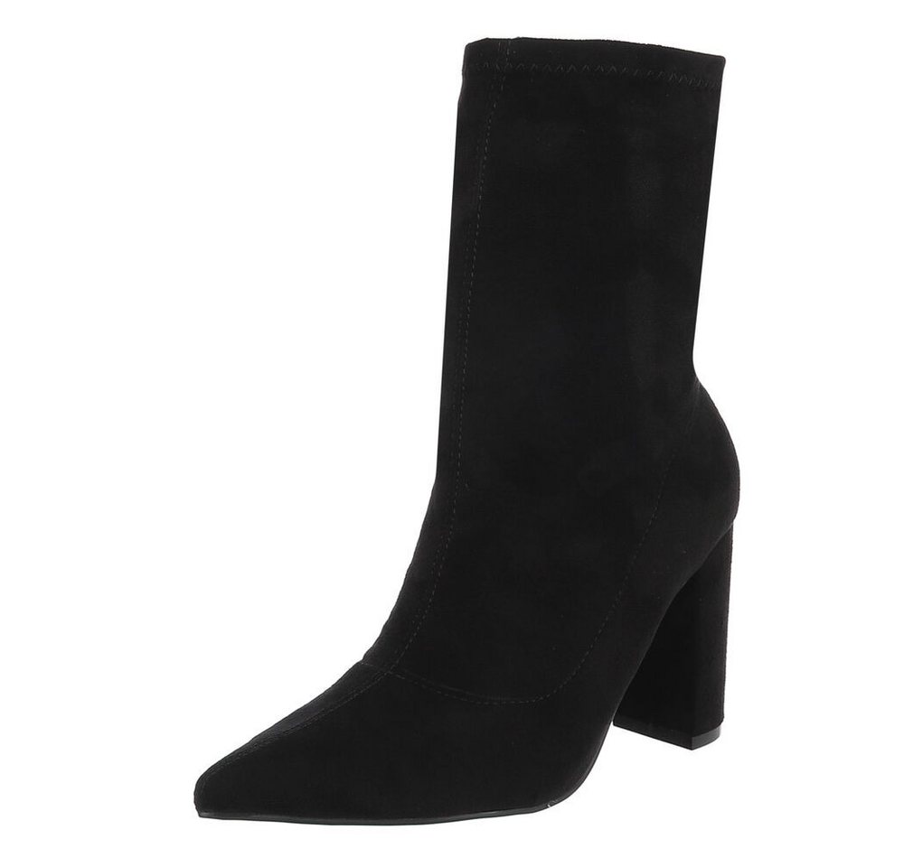 Ital-Design Eleganter Blockabsatz-Stiefel für Damen – Alltags-Style High-Heel-Stiefelette (89929954) Blockabsatz Stiefeletten in Schwarz