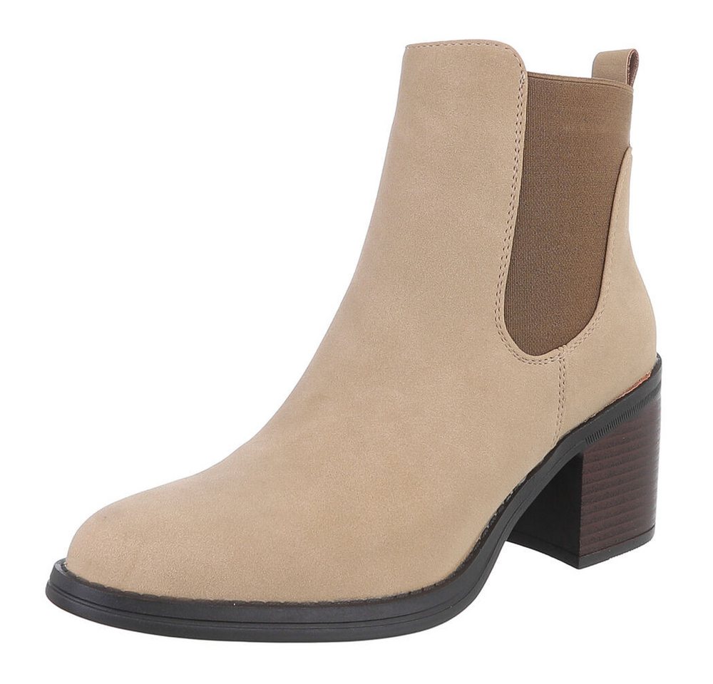 Ital-Design Eleganter Chelsea-Boot mit Absatz für Alltag und Freizeit Chelseaboots (90482712) Blockabsatz Stiefeletten in Hellbraun