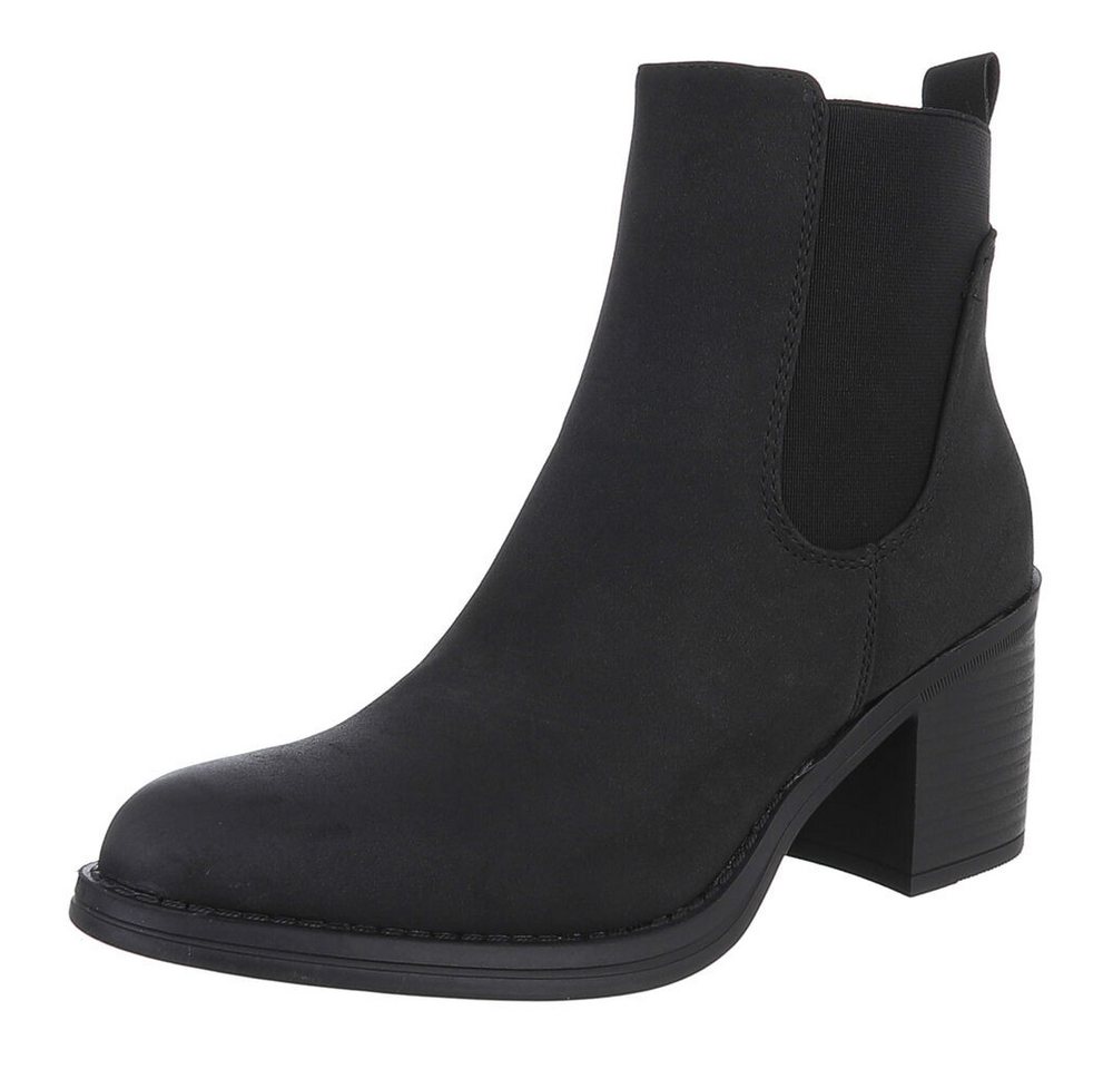 Ital-Design Eleganter Chelsea-Boot mit Absatz für Alltag und Freizeit Chelseaboots (90482722) Blockabsatz Stiefeletten in Schwarz