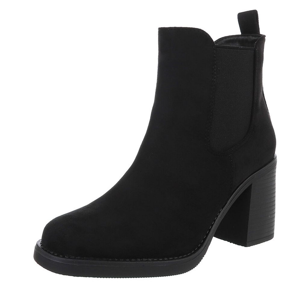Ital-Design Eleganter Chelsea-Boot mit elastischem Einsatz und Sohle High-Heel-Stiefelette (90726844) Blockabsatz Stiefeletten in Schwarz