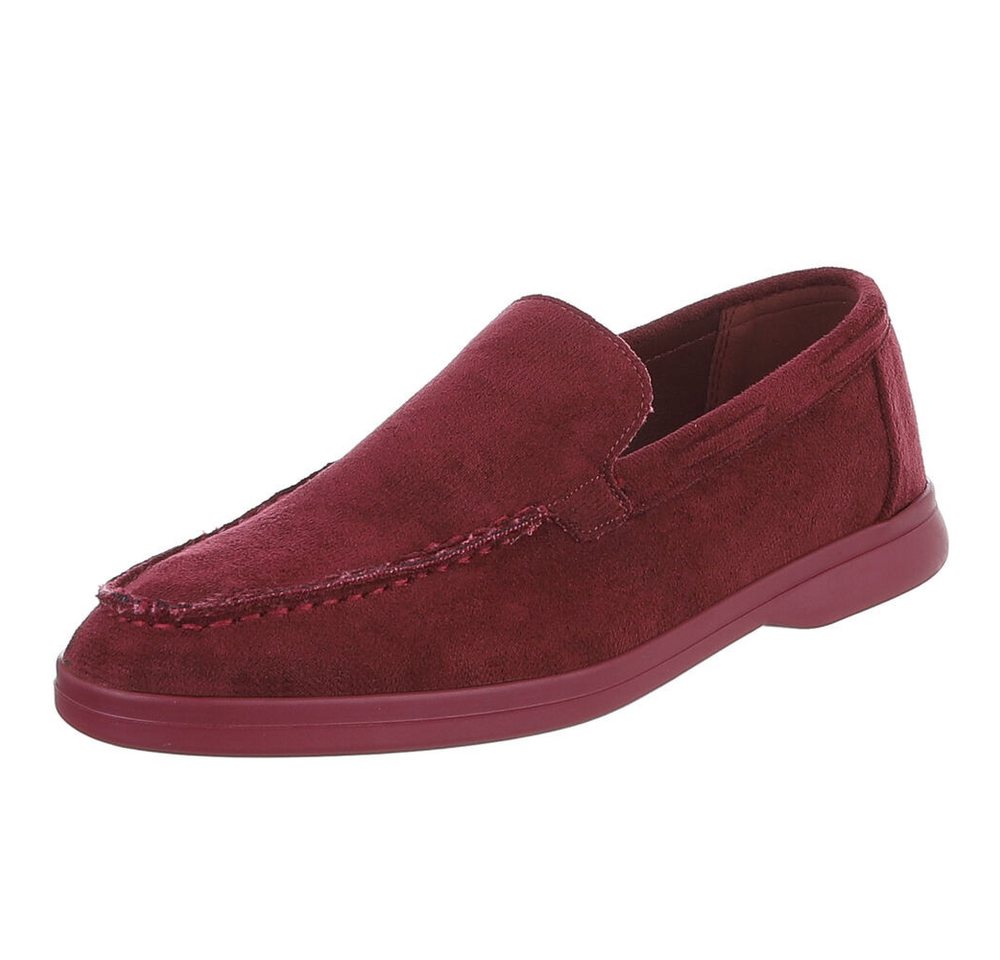 Ital-Design Eleganter Damen Slip-On Schuh mit hohem Tragekomfort Slipper (90927368) Blockabsatz Mokassins in Weinrot