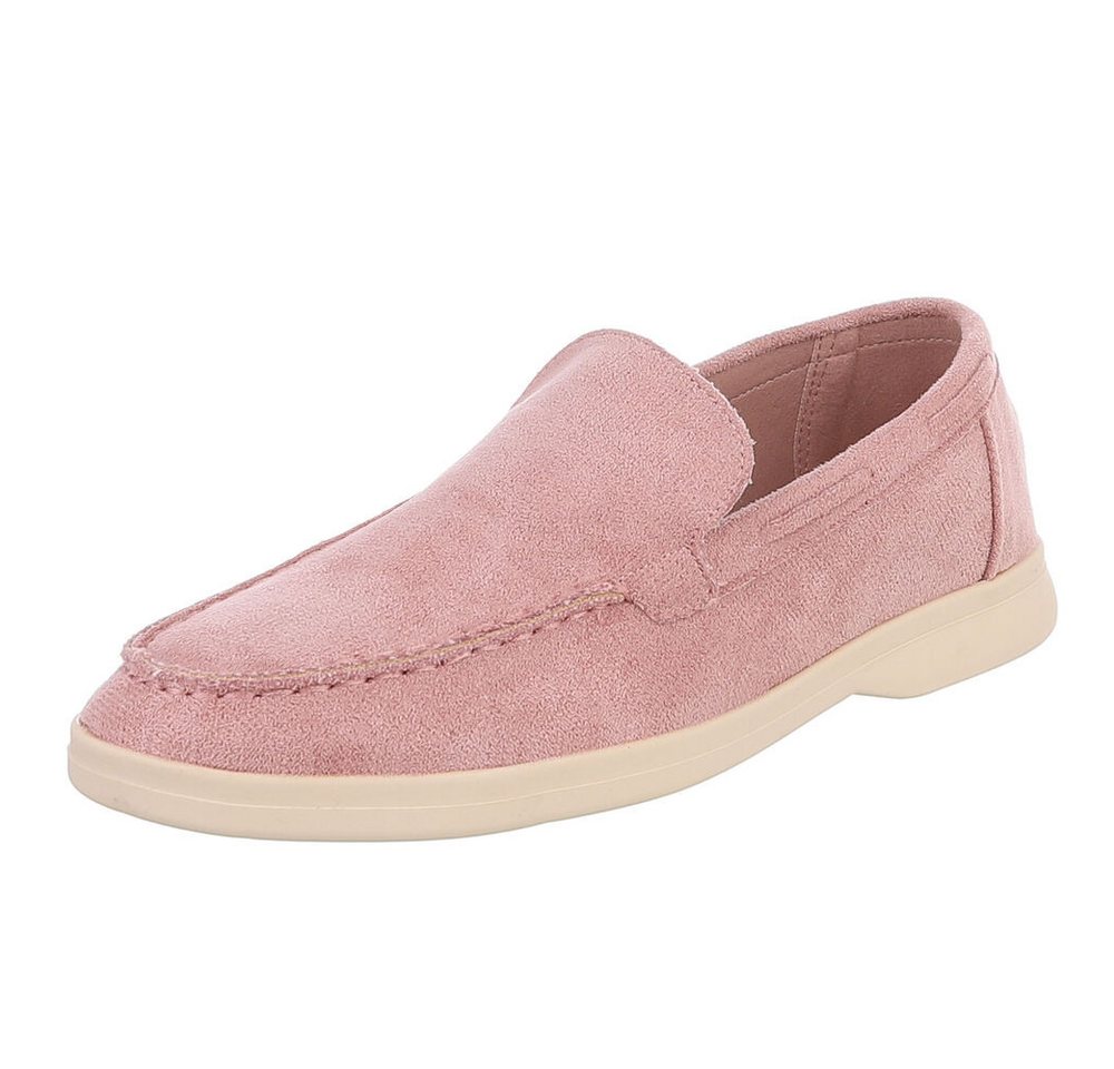 Ital-Design Eleganter Damen Slip-On Schuh mit hohem Tragekomfort Slipper (90927371) Blockabsatz Mokassins in Altrosa
