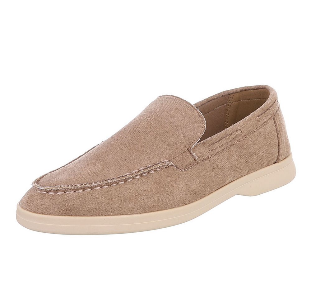 Ital-Design Eleganter Damen Slip-On Schuh mit hohem Tragekomfort Slipper (90927379) Blockabsatz Mokassins in Hellbraun
