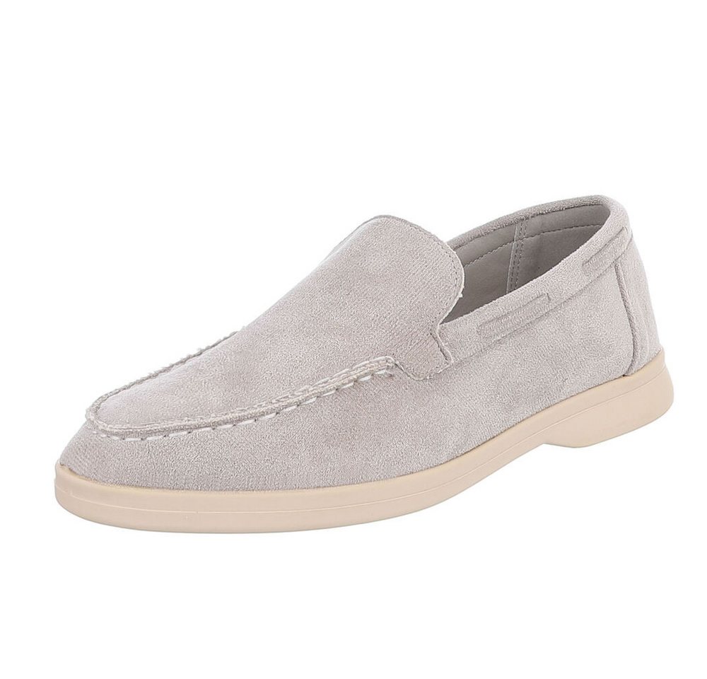 Ital-Design Eleganter Damen Slip-On Schuh mit hohem Tragekomfort Slipper (90927386) Blockabsatz Mokassins in Hellgrau