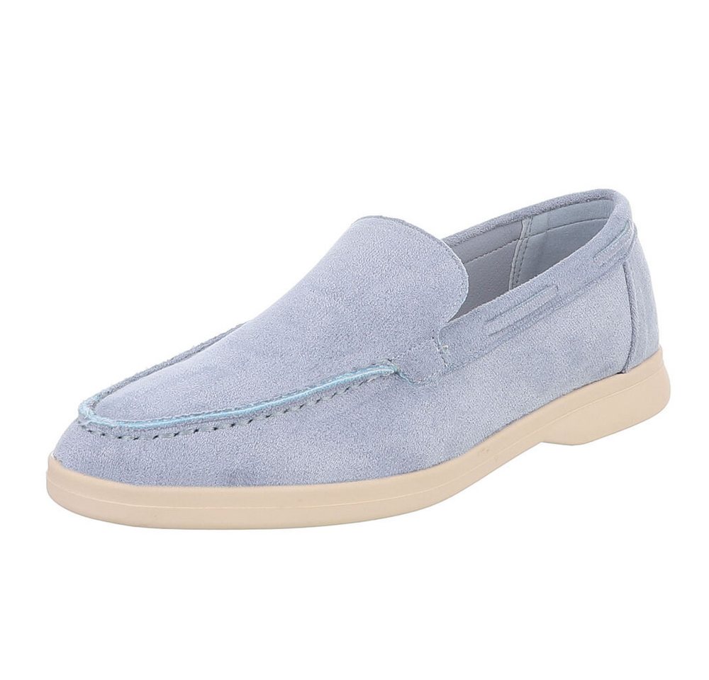 Ital-Design Eleganter Damen Slip-On Schuh mit hohem Tragekomfort Slipper (90927393) Blockabsatz Mokassins in Hellblau