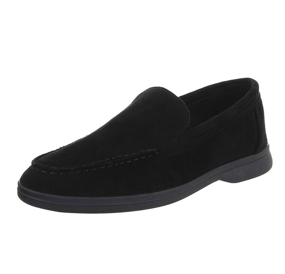 Ital-Design Eleganter Damen Slip-On Schuh mit hohem Tragekomfort Slipper (90927394) Blockabsatz Mokassins in Schwarz