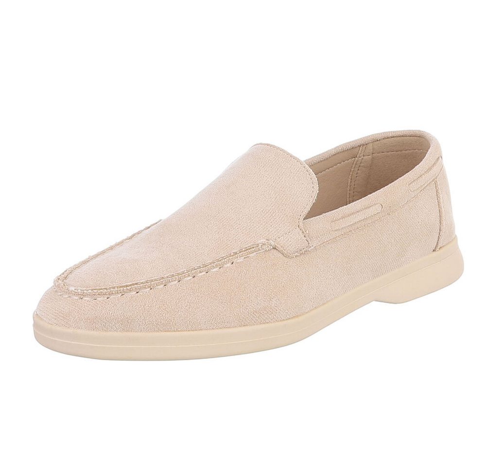 Ital-Design Eleganter Damen Slip-On Schuh mit hohem Tragekomfort Slipper (90927403) Blockabsatz Mokassins in Beige